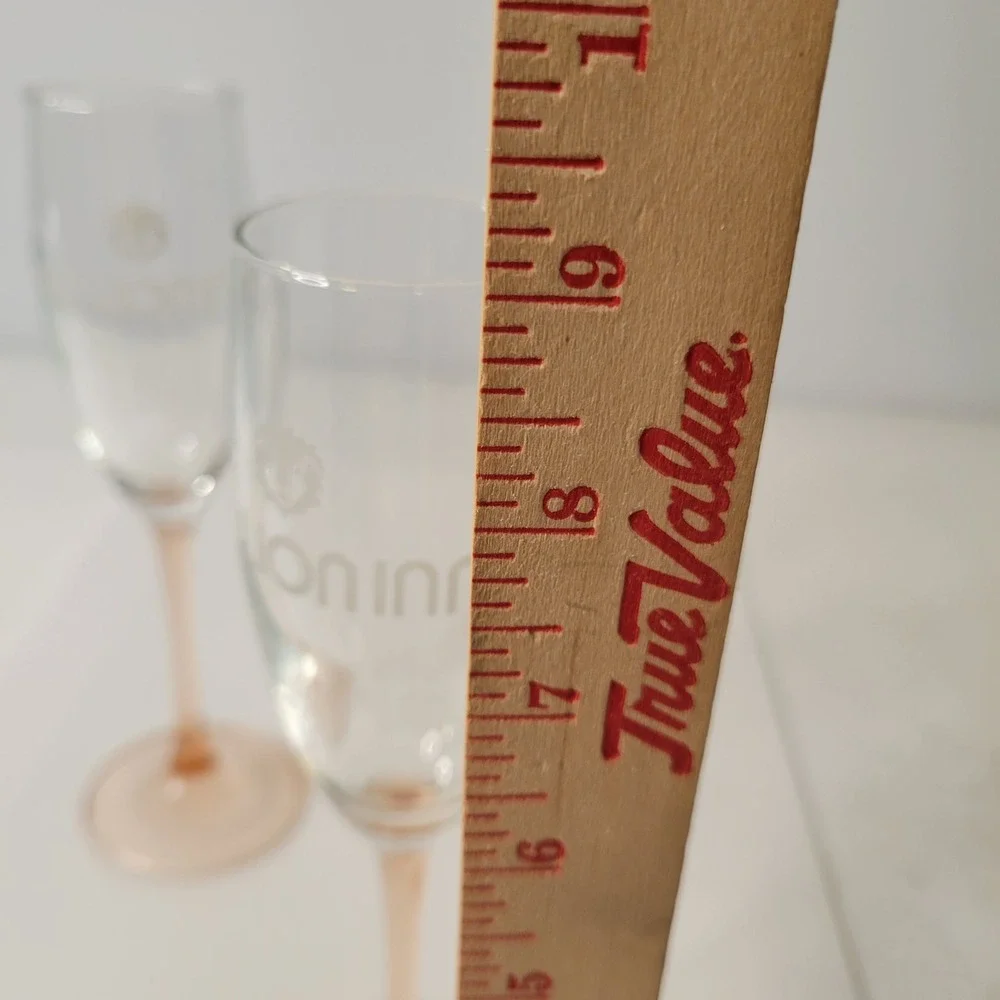 Vintage 1980s Red Lion Inn Casino Elko NV Champagne Flutes France Pair Peach